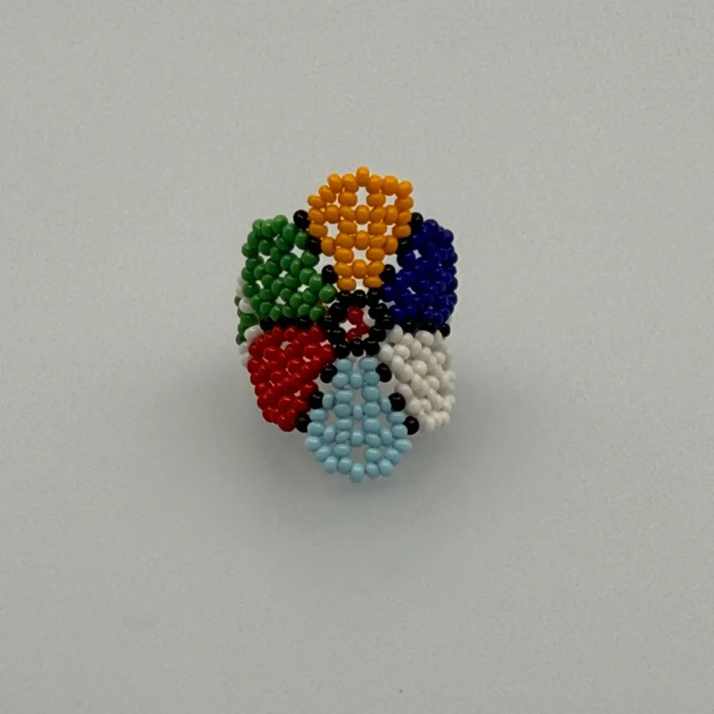 Artisanal Hand Made Colorful Beaded Floral Ring